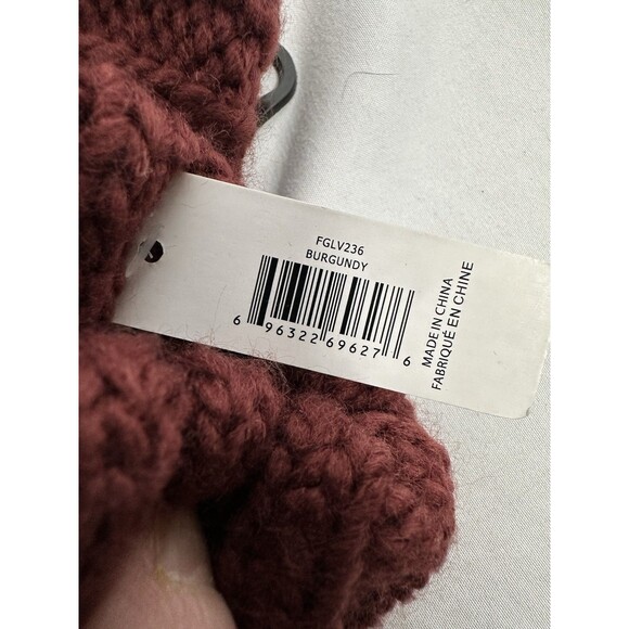 Simply Noelle Color Block Burgundy Navy  Knit Mittens Gloves Womens Winter - Picture 2 of 6